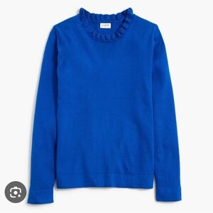 J. Crew Factory Cotton Ruffleneck Sweater Blue Size Medium